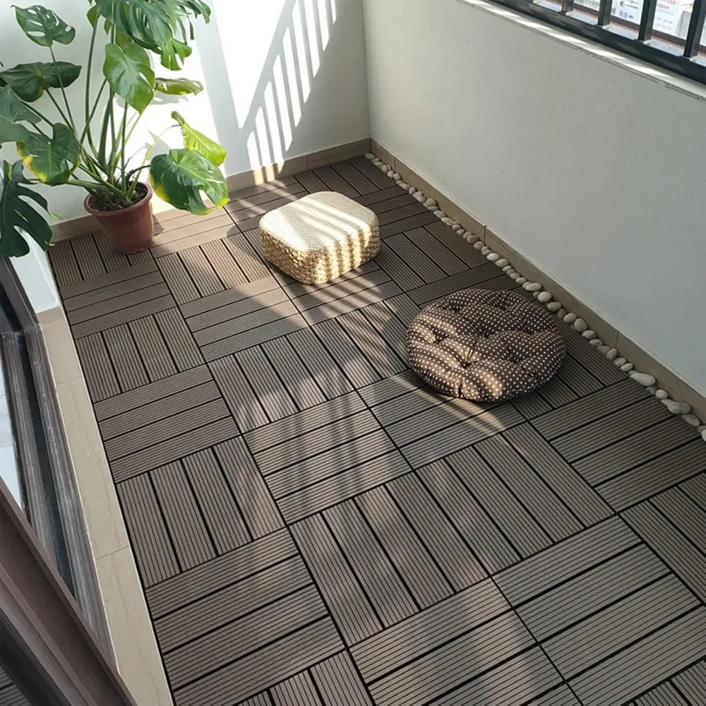 Square Patio Deck Tiles, Non-Slip Interlocking Floor Tile 30x30cm Outdoor Decorative Tile, for Courtyards Garden  Tiles