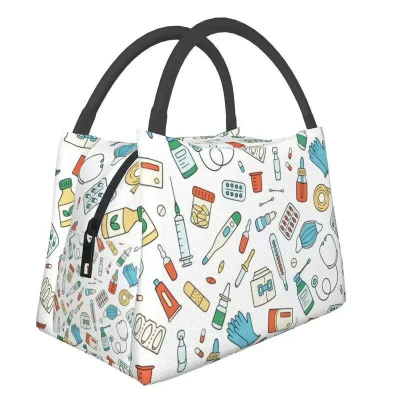 

Nursing Nurse Tools Pattern Insulated Lunch Bag for Outdoor Picnic Leakproof Thermal Cooler Lunch Box Women