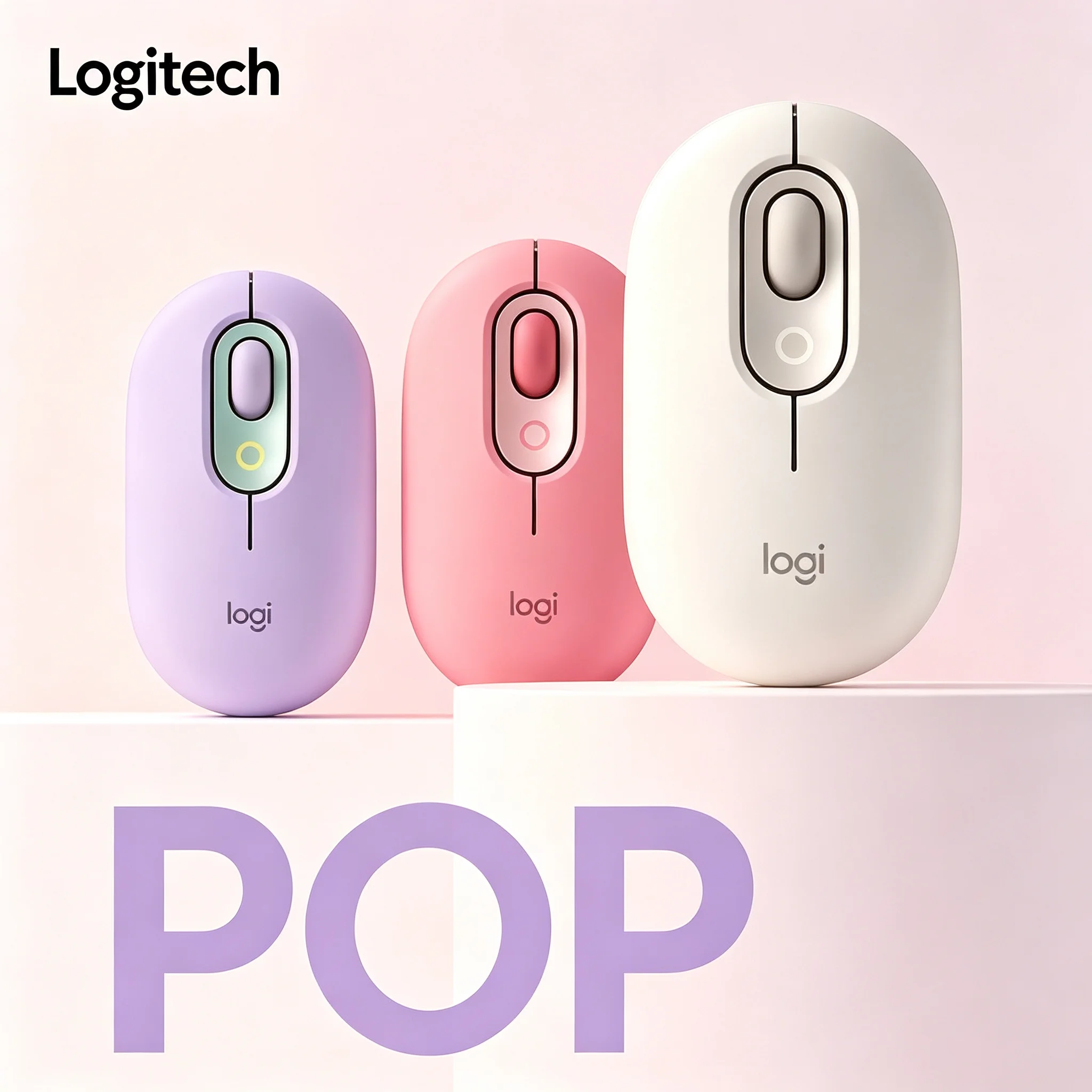 Logitech POP Portable Wireless Bluetooth Silent Click Mouse Cute Sweet Color Compact Mice For Home Office Notebook Desktop