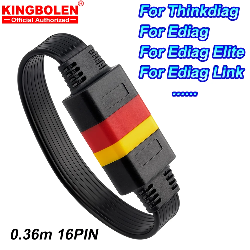 Câble d'extension OBD2 KINGBOLEN 0,36 m OBD II 16 broches mâle vers 16 broches femelle, câble de diagnostic automobile pour Thinkdiag Ediag Elite Ediag Link