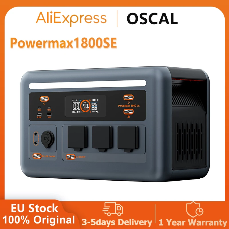 Image of Oscal Powermax1800SE Tragbare Powerstation mit 1024Wh Spitzenleistung, 1800W LiFePO4-Akku, Solargenerator für Notfälle zu Hause, Camping und Wohnmobile