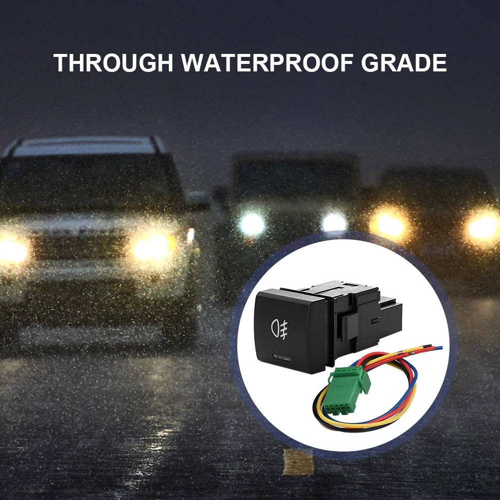 Automobile Fog Lamp Switch with Green Light Fog Lamp Button Pure Copper Wire Automobile Refitting Fog Lamp 12V 24V for New Camry