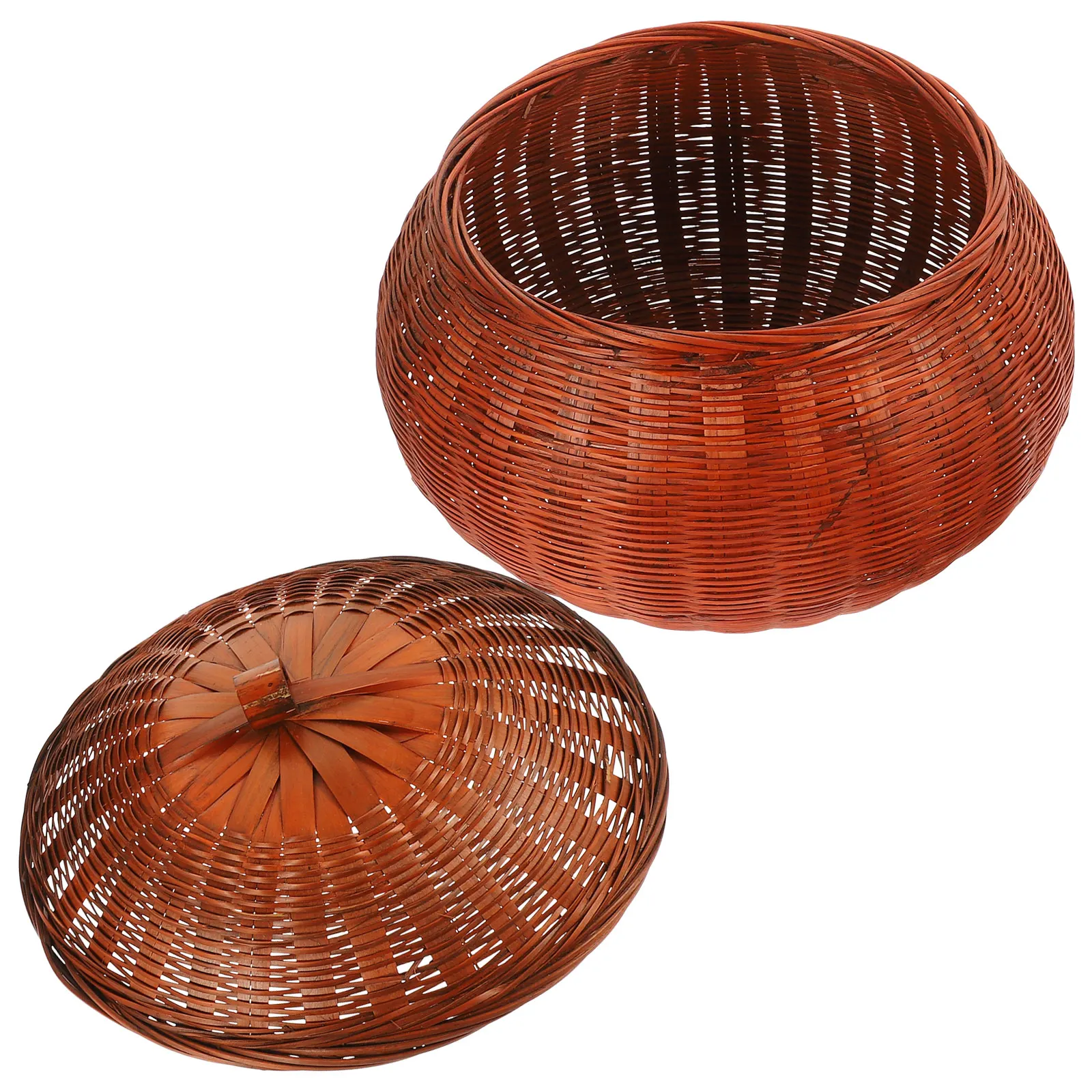 

New Year Candy Box Imitation Rattan Woven Storage Basket With Lid Household Organizer Home Desktop Sundries Container