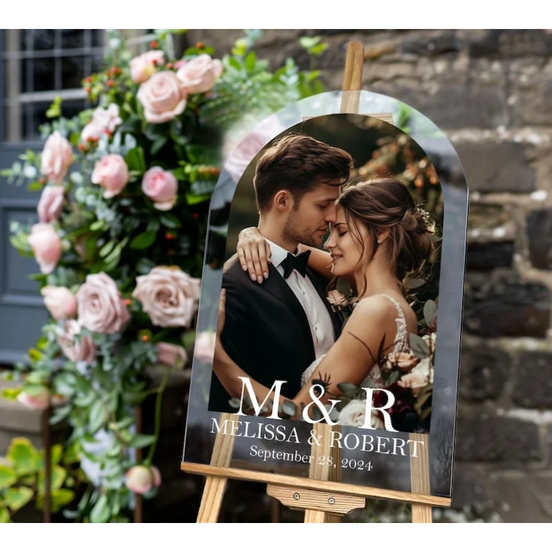 Wedding Photo Sign Custom Welcome Party Sign Couple's Wedding Displays Premium Paper PVC Acrylic with An Easel Wedding Decor