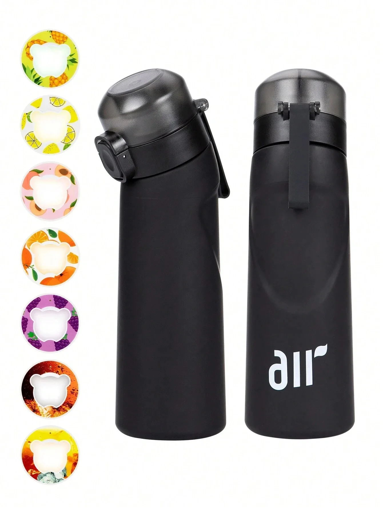 1pc Luft wasser flasche mit 1pc zufälligen Geschmacks kapseln tragbar transparent mit Stroh auslaufs icher geeignet für Outdoor-Sportarten