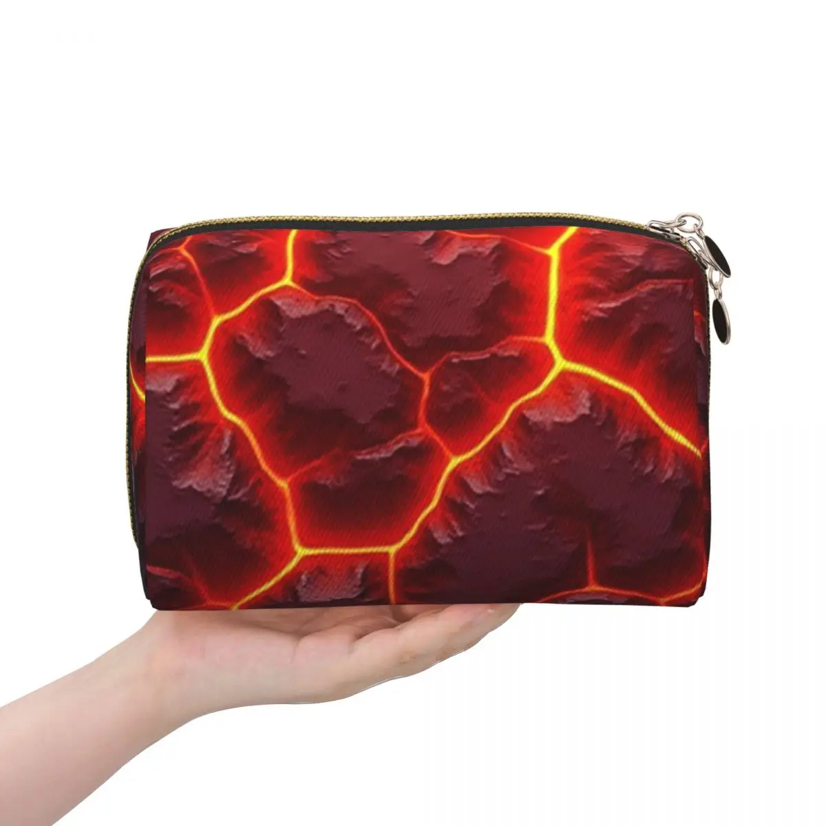 Magma Volcano Lava Fire Women Cosmetic Bags Travel Makeup Organizer Pouch Toiletry Storage Dopp Kit Box