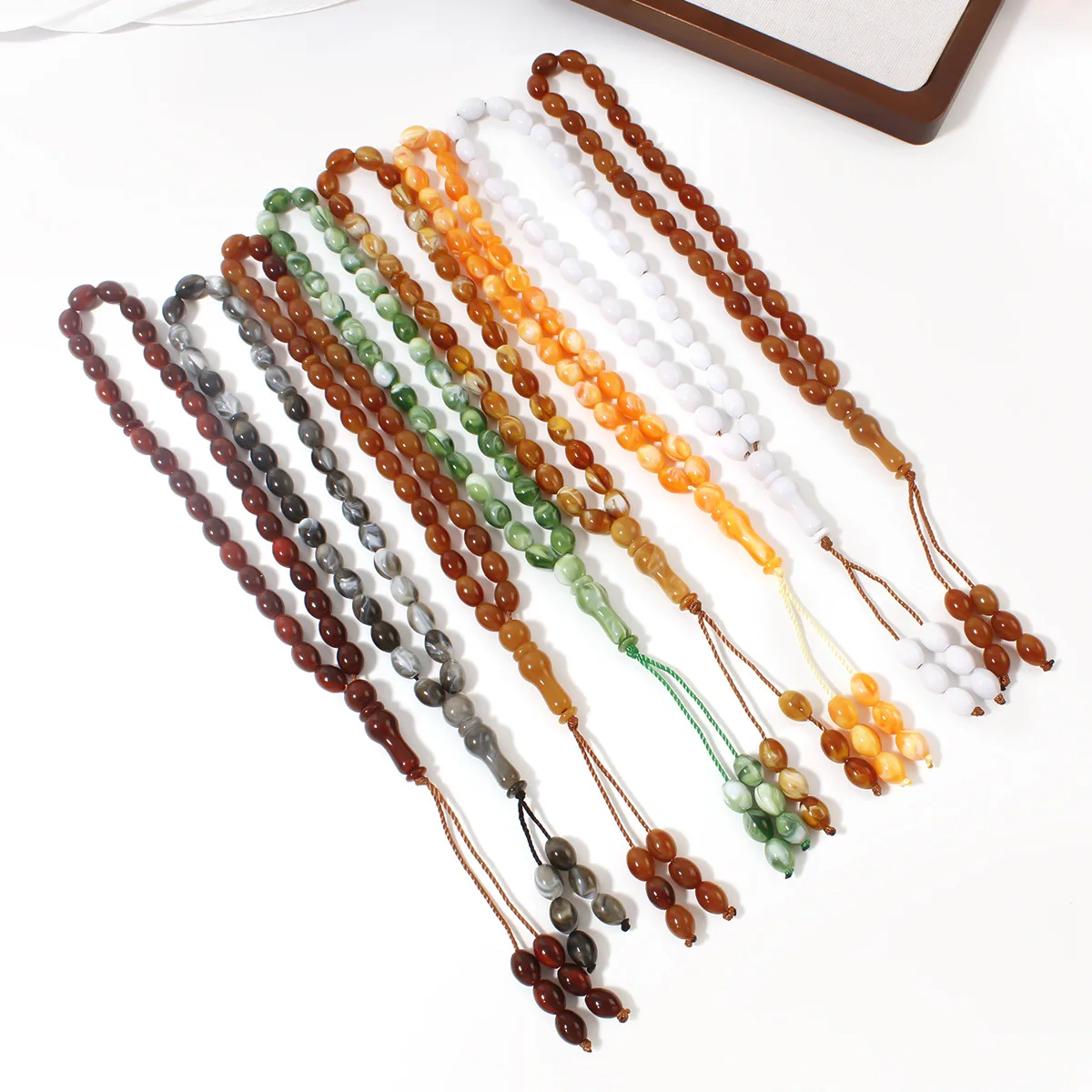6 pièces de chapelets de prière portatifs, Tasbih classique à 33 perles, pour la prière quotidienne, chapelets de prière en acrylique pour femmes du Moyen-Orient
