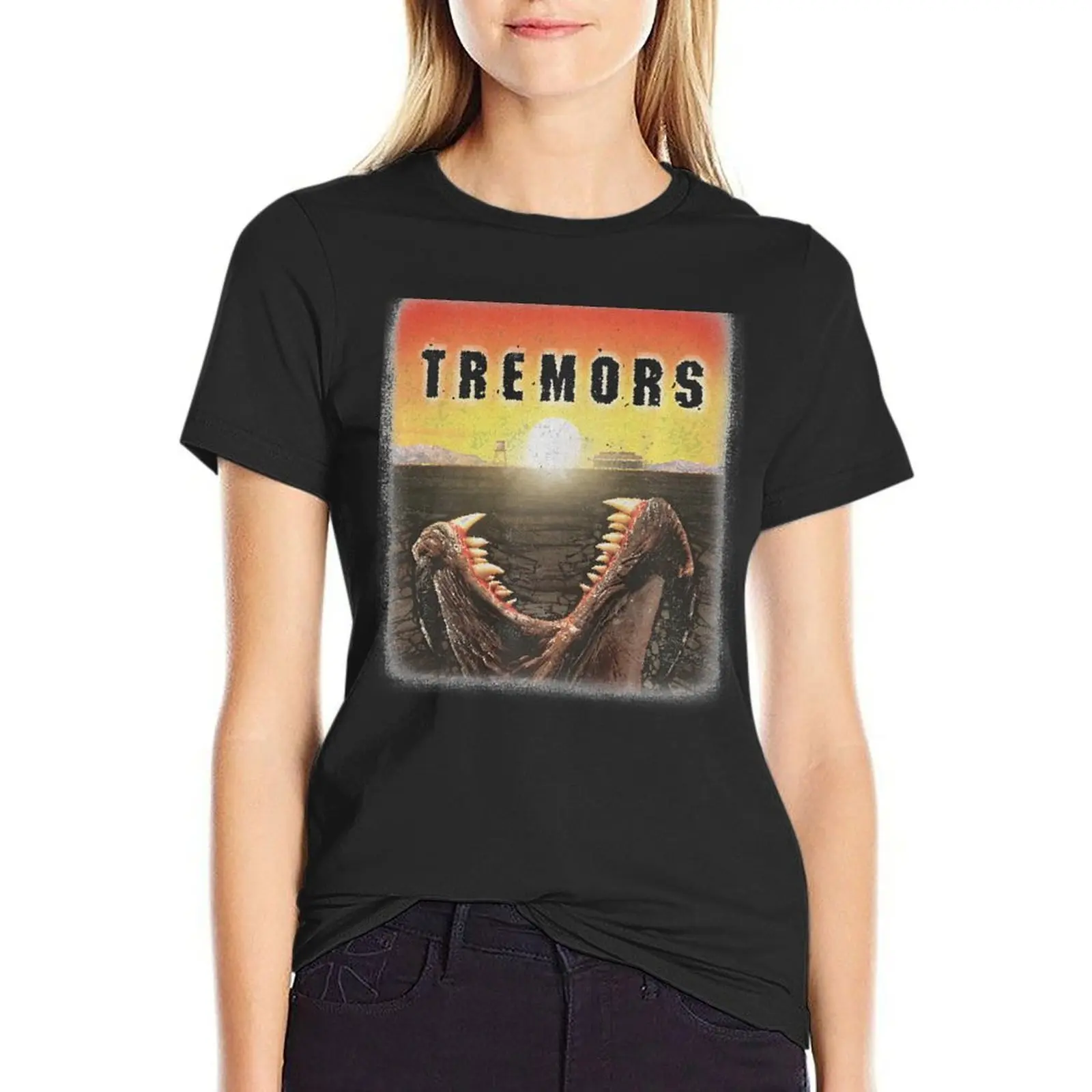 

Tremors Distressed Mover T-Shirt Female clothing sweat workout shirts for Women loose fit