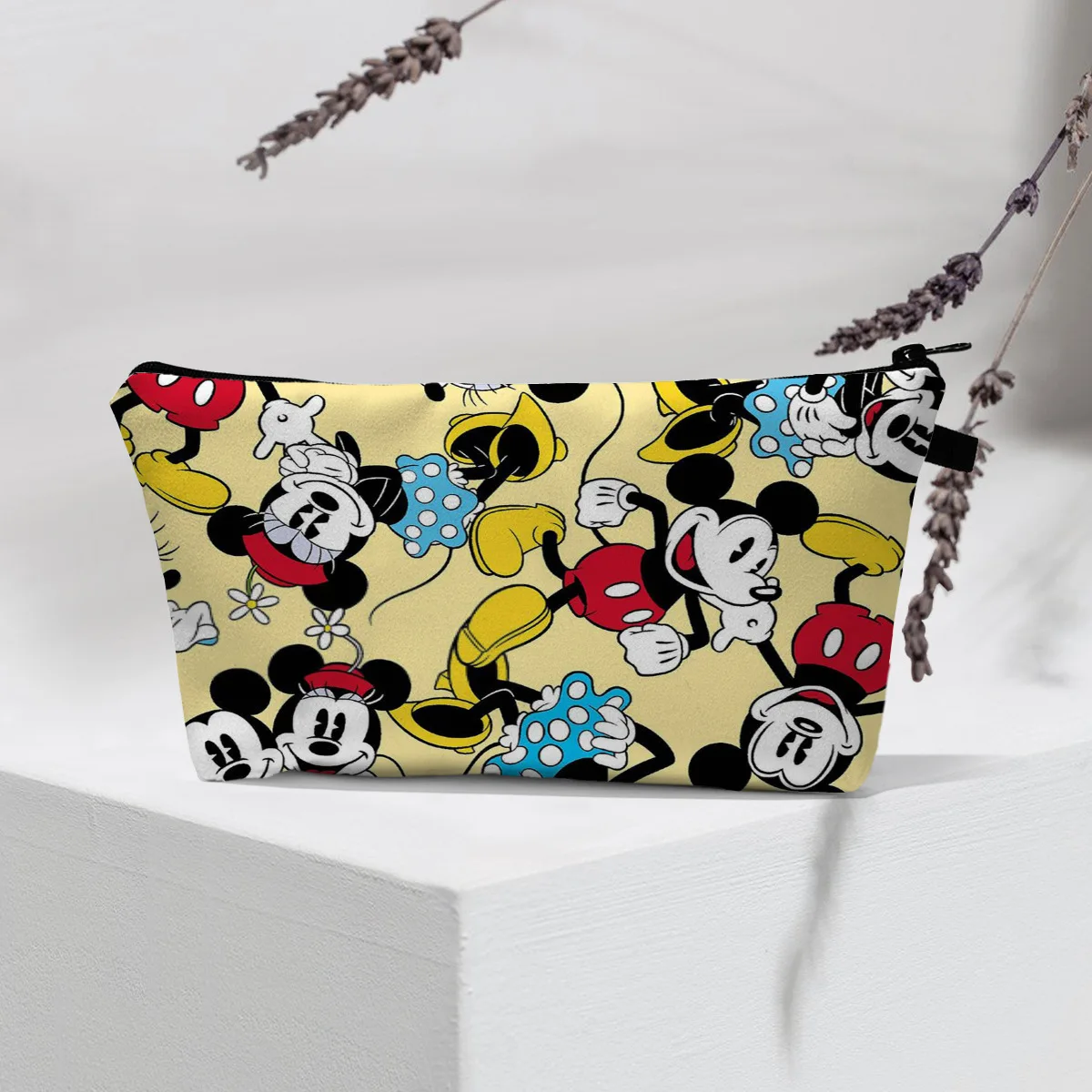 Cartoon Mickey Mouse Cosmetic Storage Bag Disney Kawaii Pattern Minnie Mouse Women Travel Makeup Bags Portable Clutch Bag