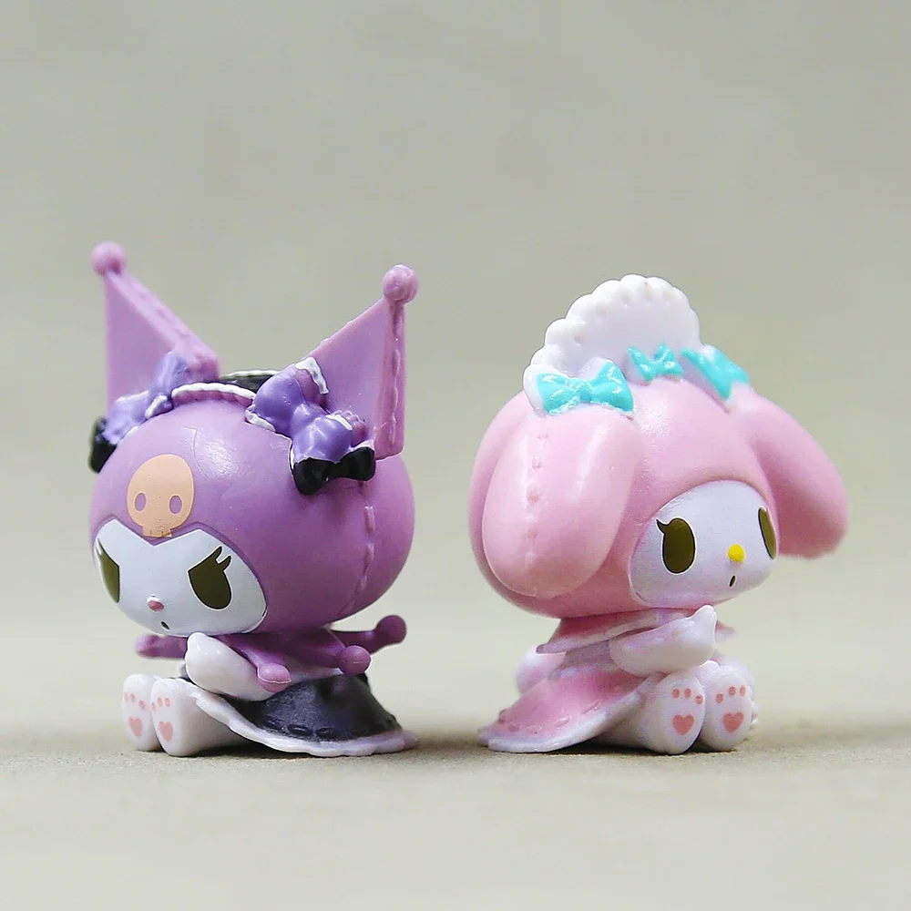 Sanrio 4Cm rysunek Hello Kitty Melody Kuromi Anime Cinnamoroll lalka Kawaii Diy ciasto dekoracja świąteczna pokojówka prezenty zabawka dla dzieci