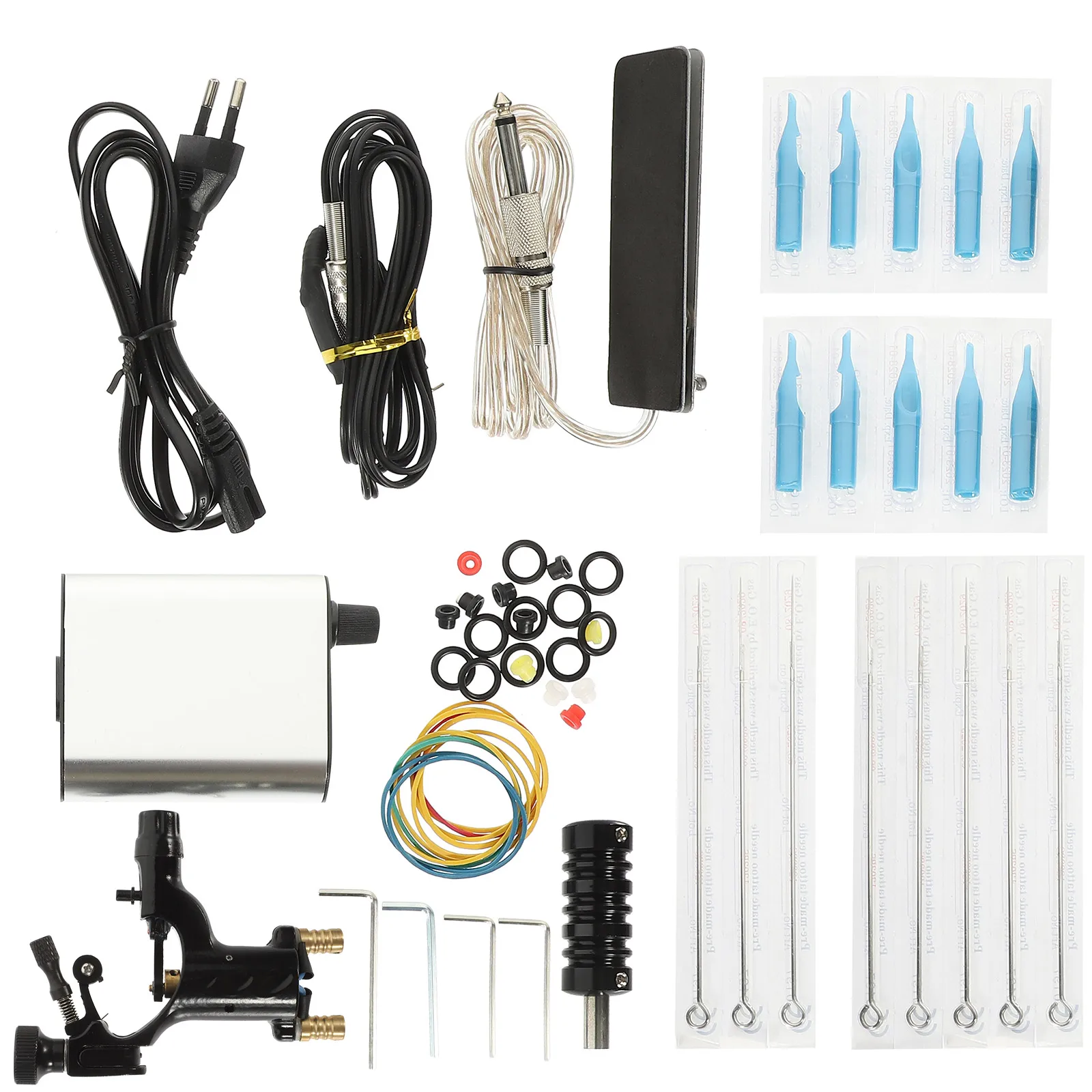 

1 set 1 Set Rotary Machine Kit Portable Professional Tattooing Set Sturdy Tattoo Needles Complete Tattoo Supplies For Artists