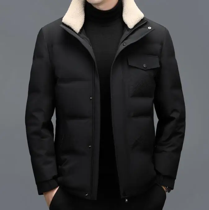 Winter Neue Herrenmode Dicke Daunenjacke Kurze Weiße Entendaunen Warme Casual Business Jacke Mantel