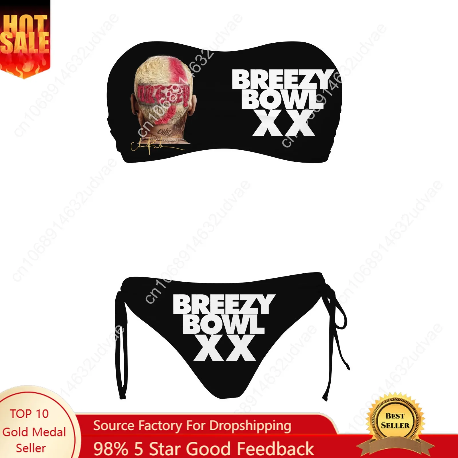 

Chris Brown Swimsuit Womens Drawstring Two Piece Set Bathing Suits Personalized Swimwear Pool Party Bikini Customize Beachwear