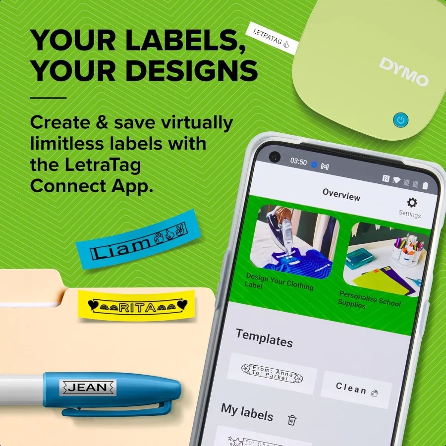 LetraTag 200B Bluetooth Label Maker Compact Label Printer Connects Through Bluetooth Wirel Technology to iOS and Android Includ