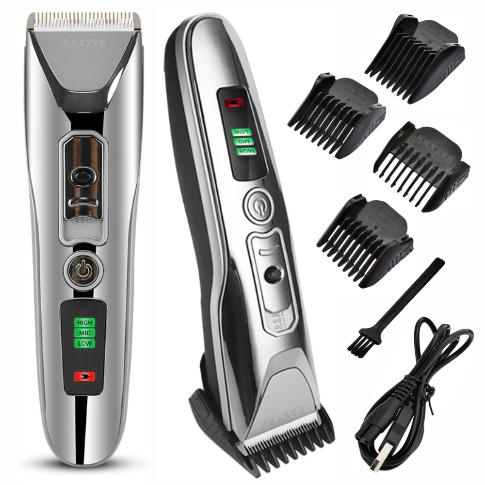

LCD Display Electric Hair Clipper Rechargeable Hair Trimmer Shaving Titanium Ceramic Blade Salon Hair Cutting Barber Machine