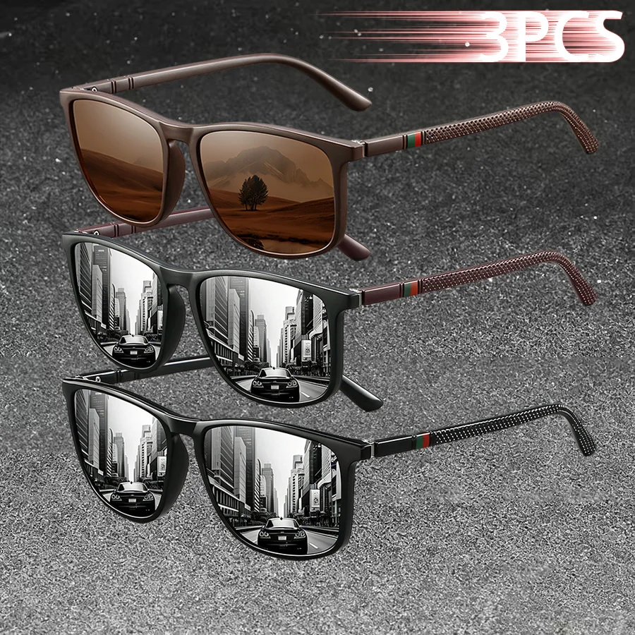 3PCS Colorful Stripe Design Fashion Vintage Check Eyewear Men Women Driving Fishing Man Brand Designer Leisure Retro Sun Glasses
