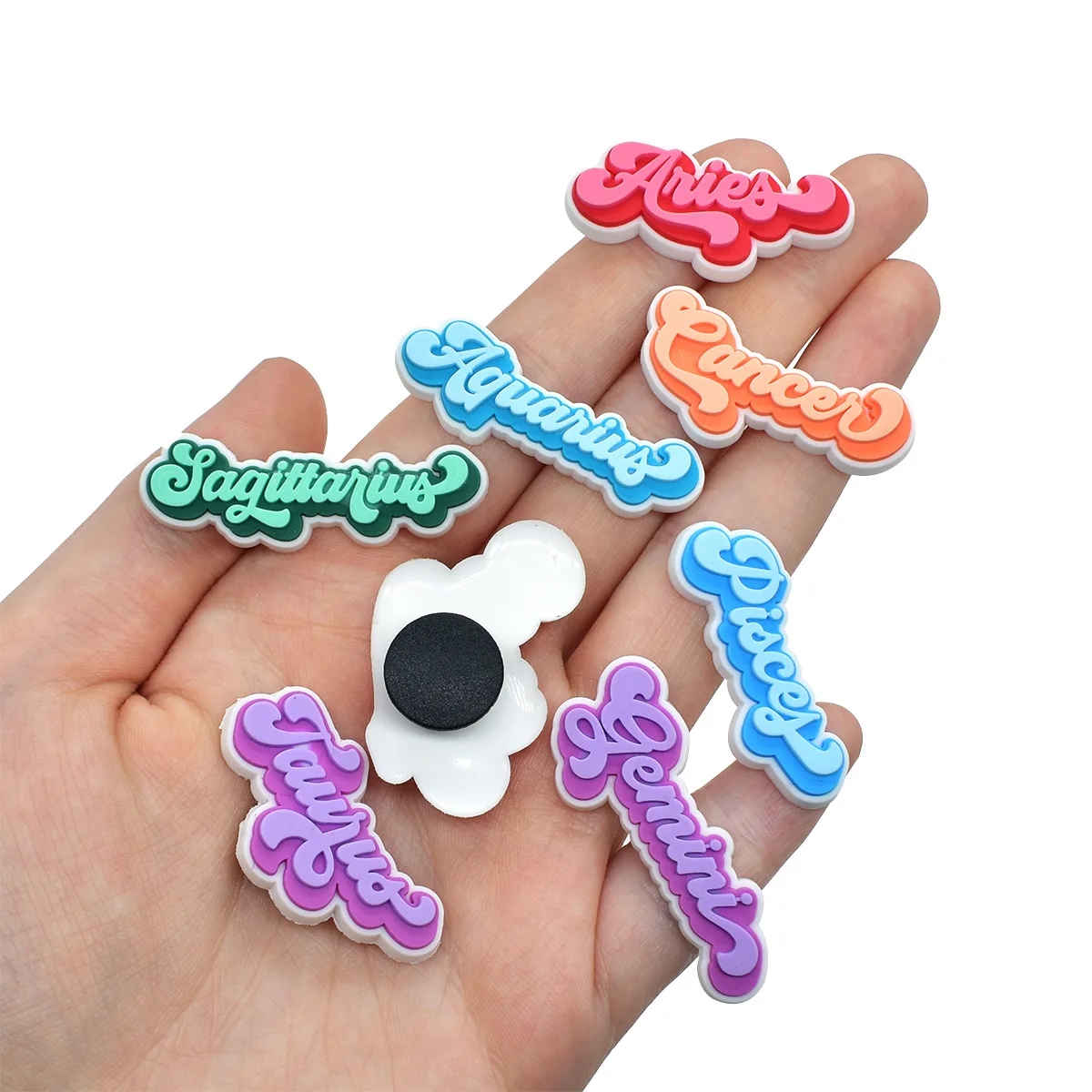 12Pcs Colorful Constellation Zodiac Letter Shoe Charms Astrology Name PVC Shoe Accessories For Hole Slippers DIY Ornaments Gifts