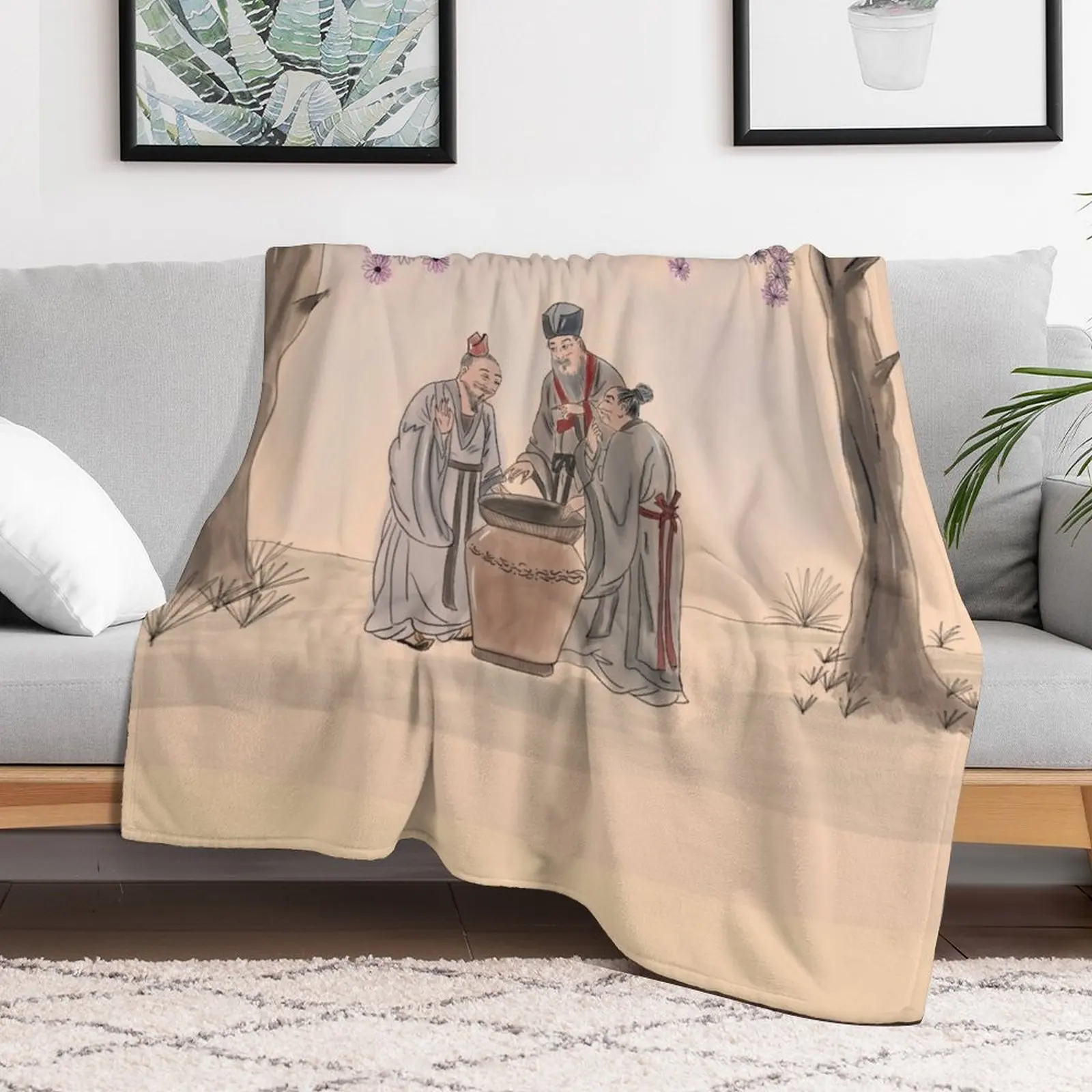 Three Vinegar Tasters Throw Blanket couch cozy soft plush fuzzy picnic outdoor blanket 5
