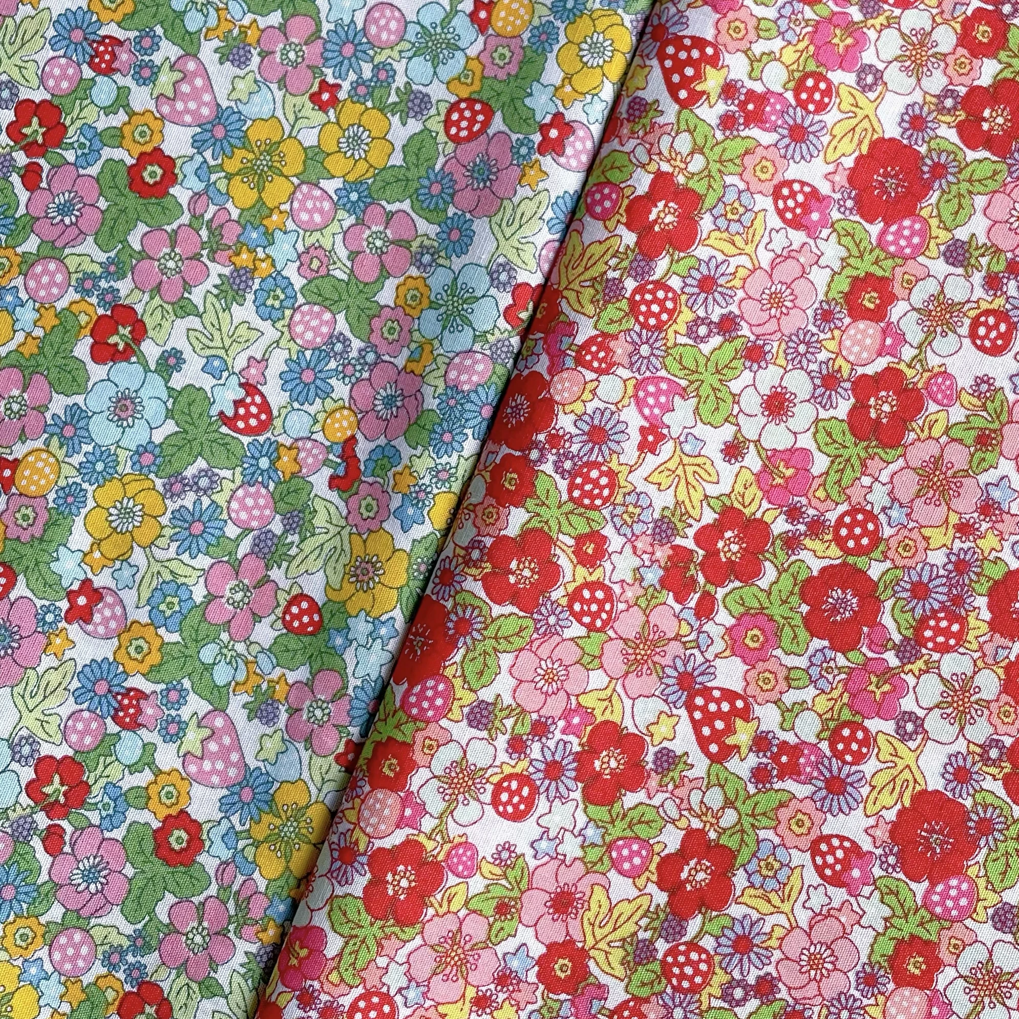 Strawberry Fruit Floral 100% Cotton 40S Liberty Fabric Digital Printing for Sewing Cloth Dresses Skirt Kids Baby Designer