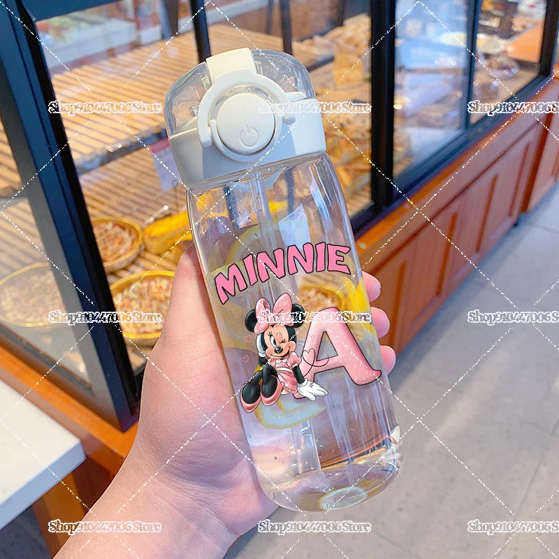 ขวดน้ำพิมพ์ลายมิกกี้ มินนี่ เมาส์ A-Z พร้อมสายสะพายสำหรับเด็ก แก้วนม กาแฟ น้ำผลไม้ 400 มล. แก้วน้ำพกพาสำหรับอาหารเช้า