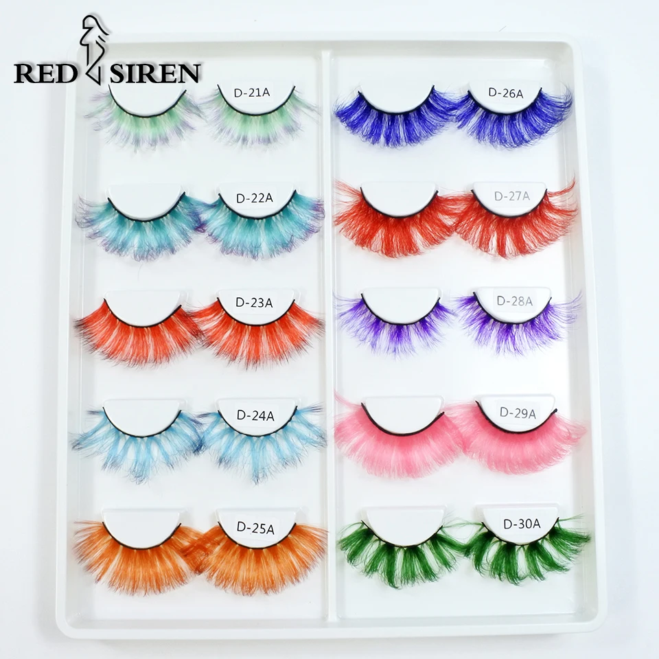 Colored Lashes Newest Gradient Green Blue Red False Eyelashes Dramatic Cosplay Party Faux Mink Color Eyelashes