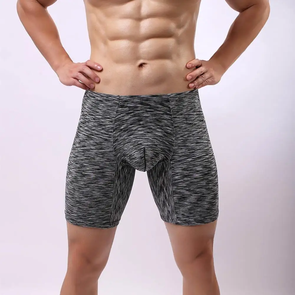 Fashion Man Breathable Long Leg Boxer Shorts Sports Sexy Elastic Mens Panties Cueca Male Mid Waist Seamless Lengthen Short Pants