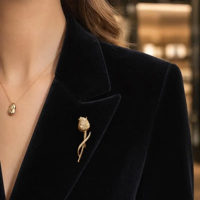 Fashion Tulip Flower Brooches For Women Men Party Suit Coat Brooch Lapel Pin Gifts Clothing Jewelry