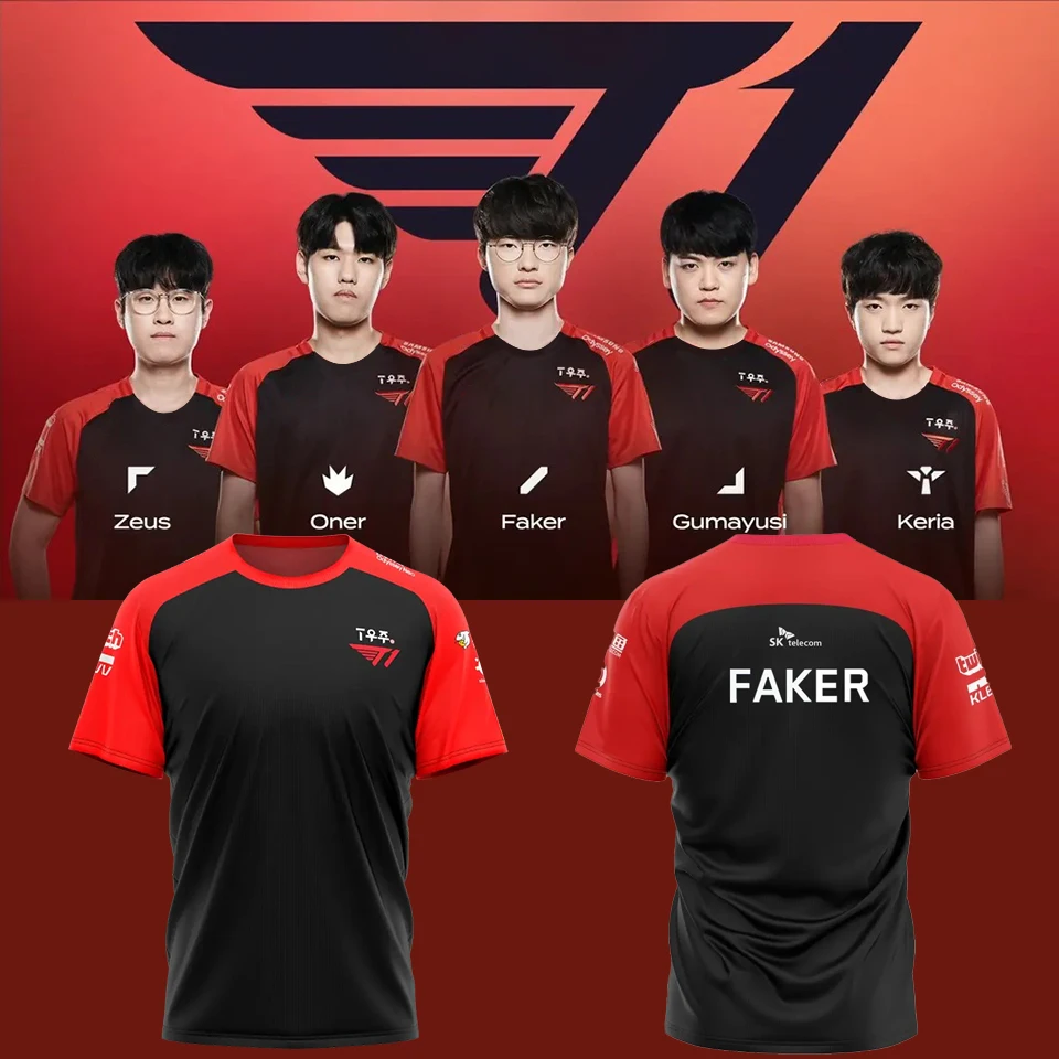 

T1 E-Sports Club 2022 Commemorative Jersey T-shirt League Of Legends LCK Trend Team Uniform Faker Fan Support Fashion Tops