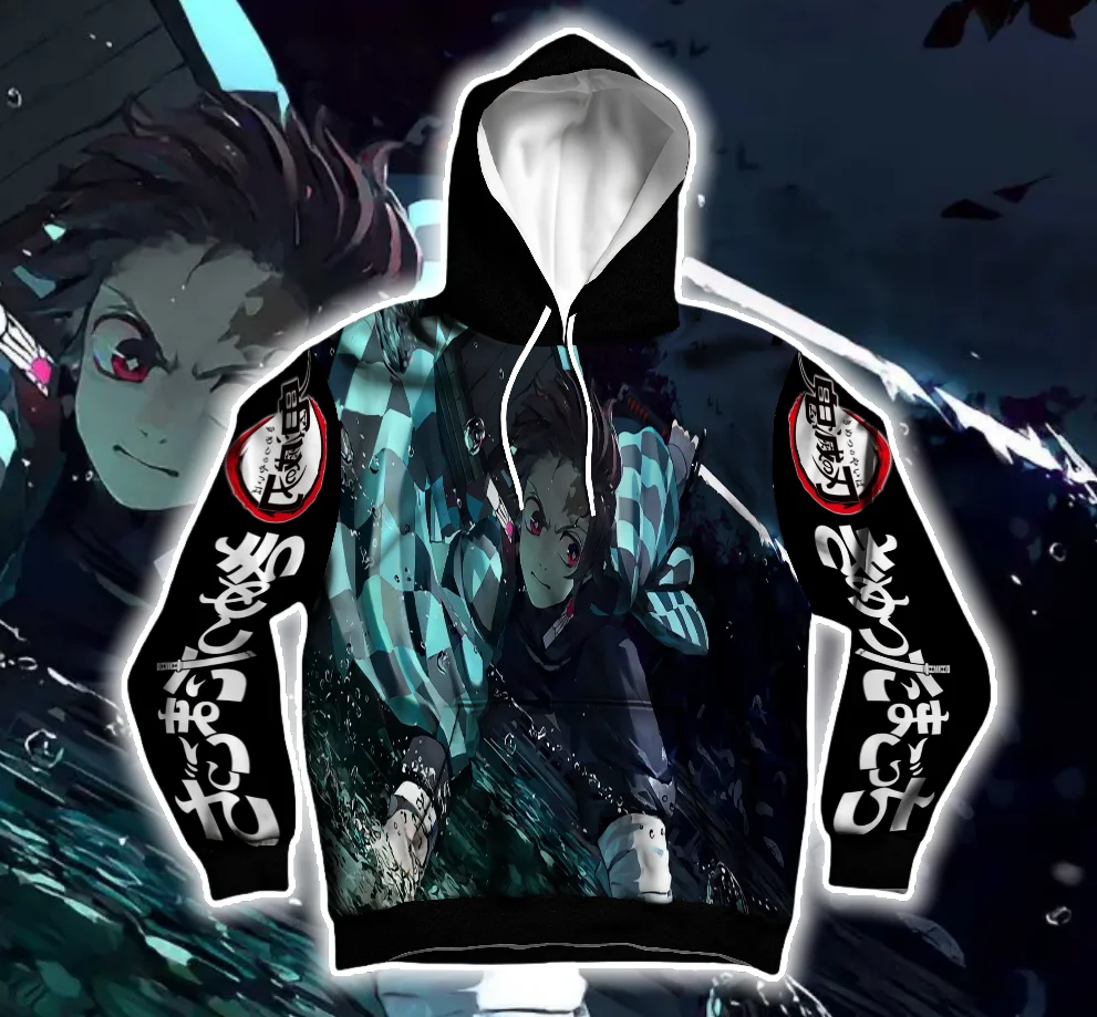 25-26 tanjiro kamado demon slayer: kimetsu no yaiba-infinity castelo 3d manga longa anime fã moletom casual moda streetwear topo