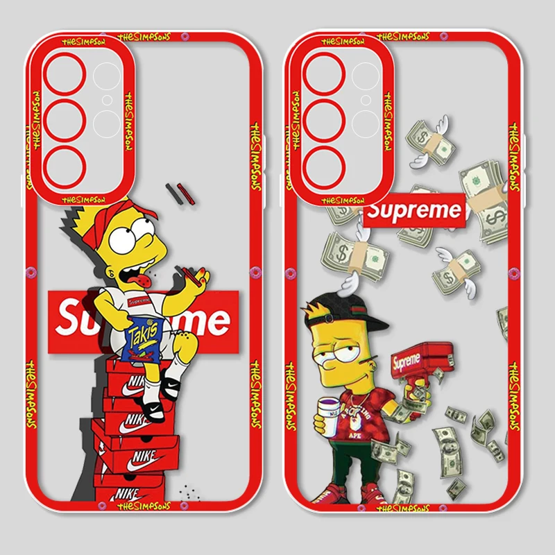 simpsons fashion For Samsung Galaxy S23 S22 S21 S20 S10 Note 20 FE Plus Ultra Lite Angel Eyes Transparent Phone Case