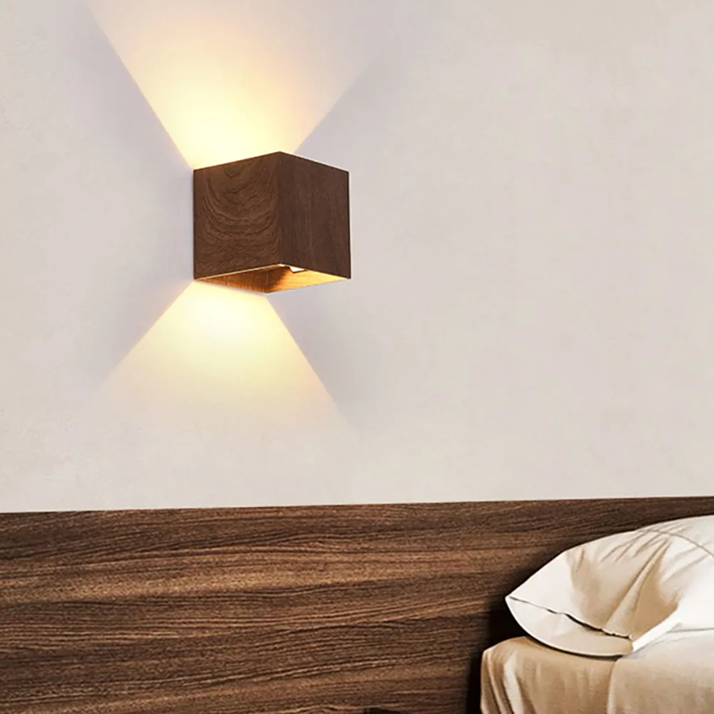 Nordic wooden wall lamp suitable for upper and lower beds living rooms bedrooms corridors Walnut Scottish decorative lights