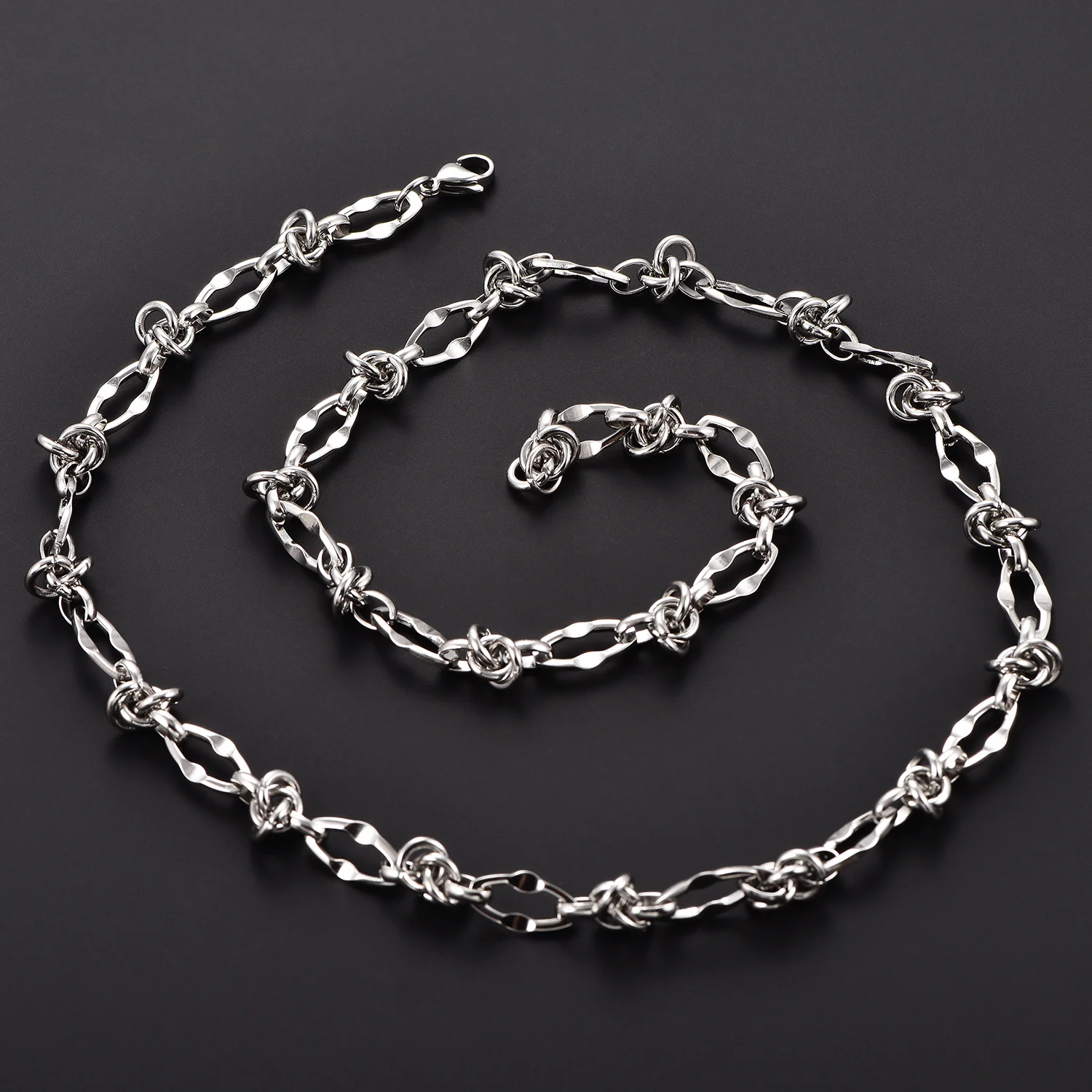 8MM Lippenknoten-Kette aus Edelstahl, klobige Halskette, wasserdicht, handgefertigt, Punk-Hip-Hop-Geometrisch, Herren-Choker, schwerer Metallschmuck – Detail 4