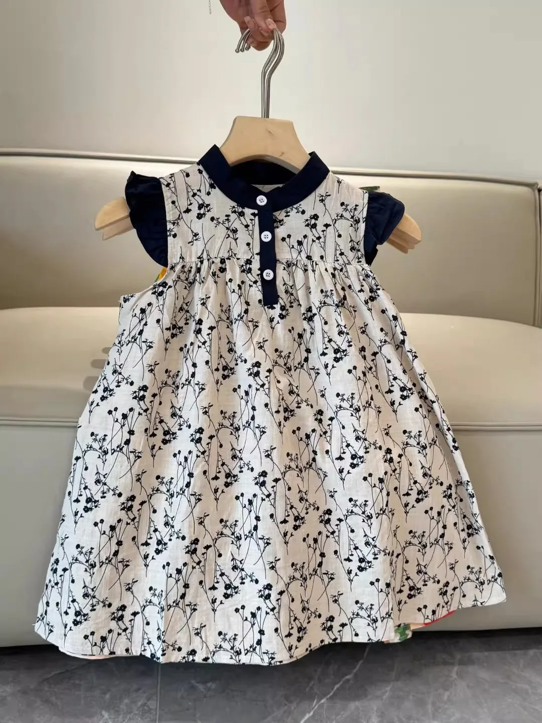 Girls' Vest Dress, Summer Style, Baby Girl's Forest-Style Cotton Dress, Children's Floral Princess Dress, Beautiful