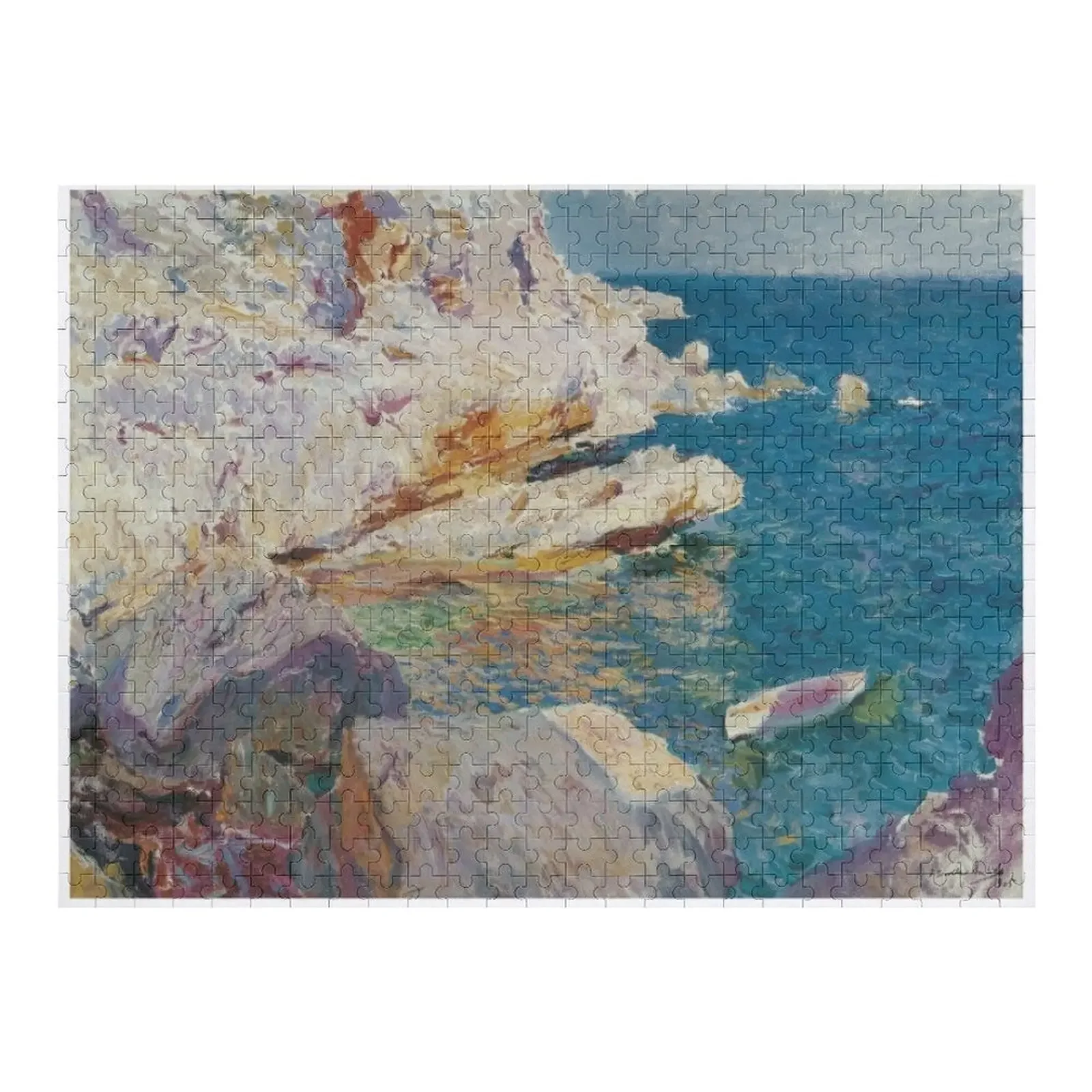 

Joaquin Sorolla Y Bastida - Rocks At Javea. The White Boat1905 Jigsaw Puzzle Woodens For Adults Name Wooden Toy Puzzle