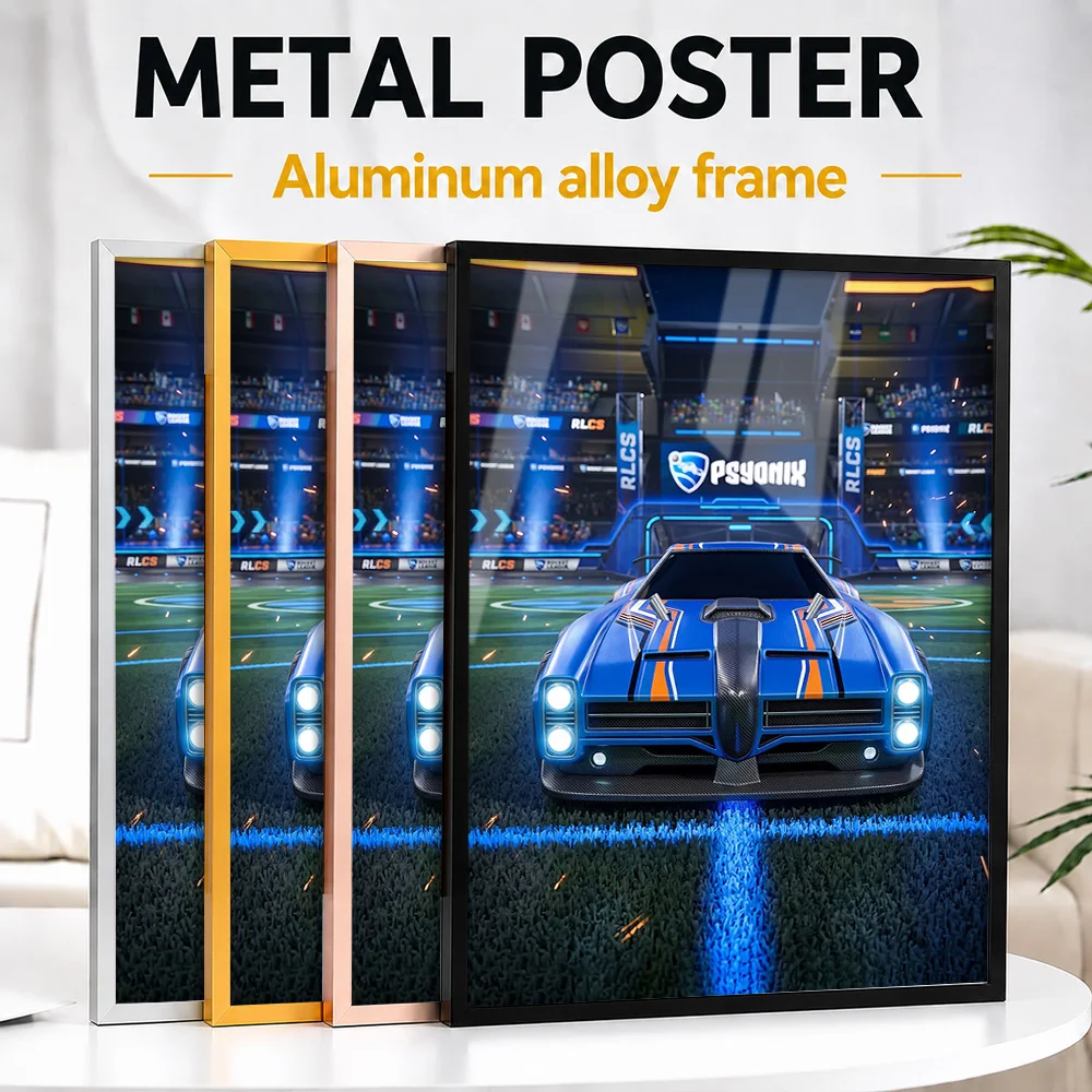 Rocket League Dominus Car Framed Metal Print Customized Studio Graphic Wall Art For Home Simulator Setup, Racing Game Fan Gift