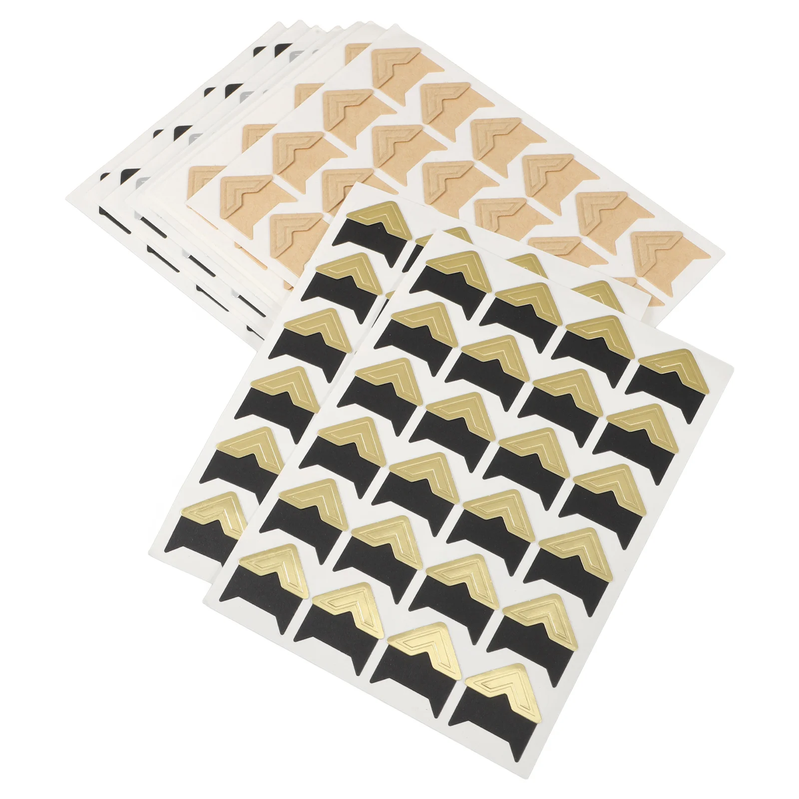 

10 Sheets Photo Corner Stickers Self Adhesive Scrapbook Corners Journal Paper Craft Gold Color Easy Removal Durability