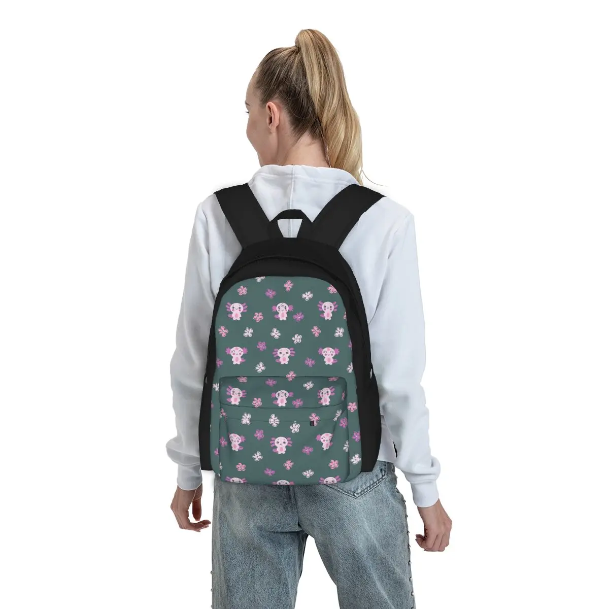 Axolotl-mochila con estampado 3D de animales marinos para mujer, bolso escolar para estudiantes, mochila para ordenador, bolso de hombro de viaje de gran capacidad para adolescentes