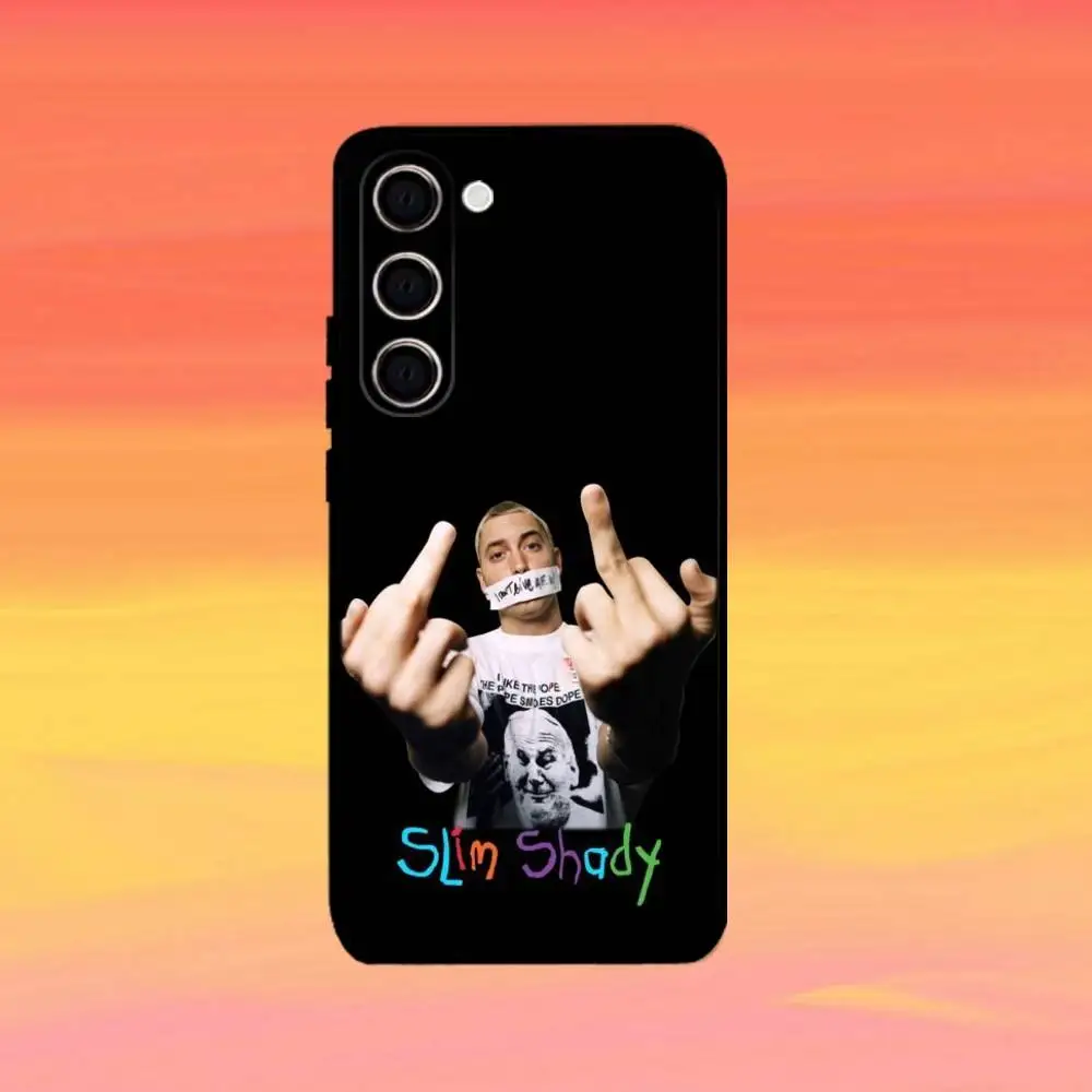 حافظة هاتف هيب هوب S-Slim Shady E-Eminems لهاتف سامسونج جالاكسي A73، A21s، A22، A31، A52، A53، A71، A41 غلاف أسود ناعم