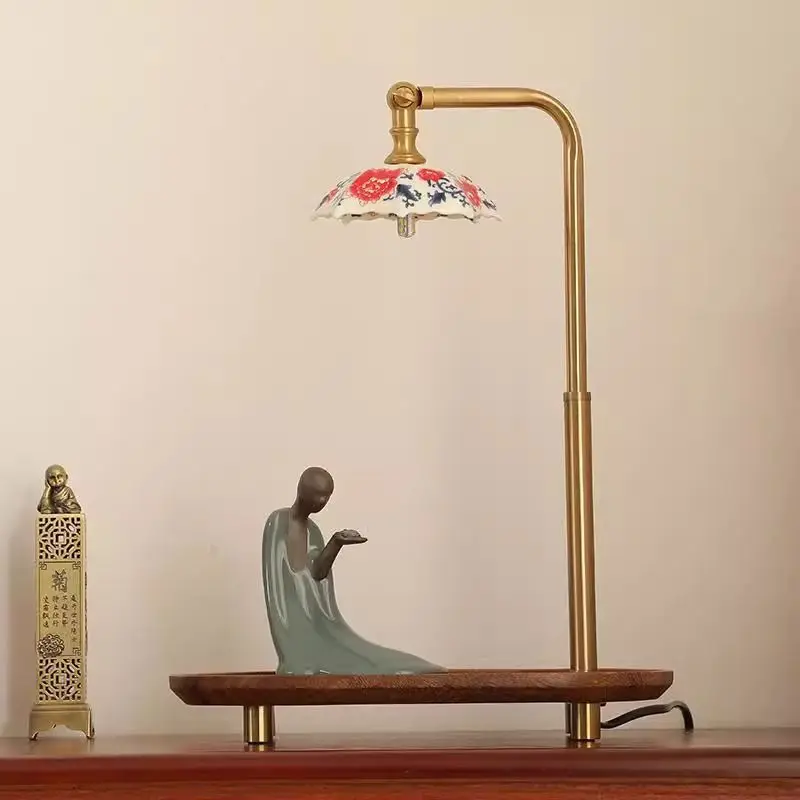 

Китайская сине-белая фарфоровая керамическая настольная лампа, настольная лампа для офисного подноса