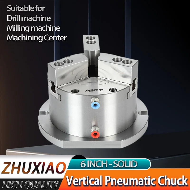 Solid vertical Pneumatic chuck for CNC machining lathe drill press mill 6 inch air chuck