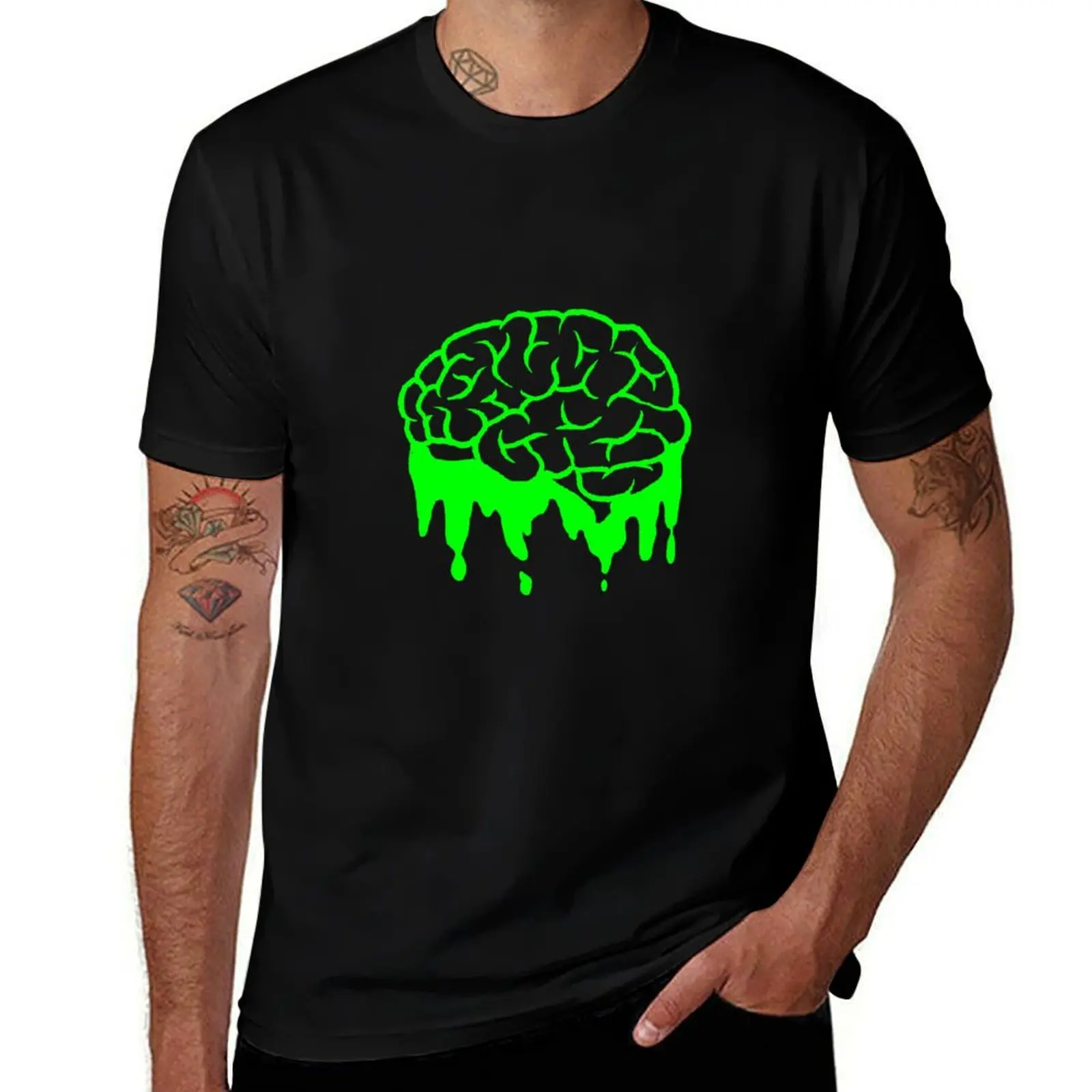 

green brain dripping goo T-Shirt t shirt personalised man t shirts for men casual man t shirts graphic T-shirt