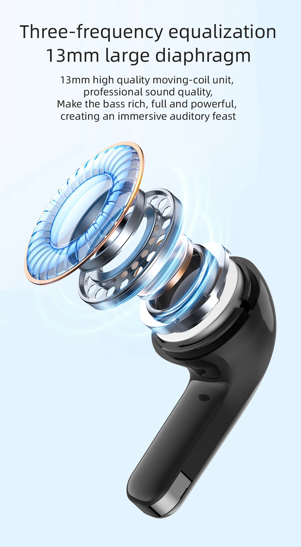 Kabellose Kopfhörer, True Wireless Earbuds, 60 Stunden Wiedergabezeit, Ohrhörer mit kabelloser Ladestation, In-Ear-Ohrhörer mit Mikrofon – Detail 5