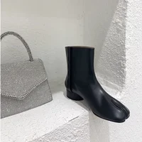 Luxury Design Fashion Split Toe Shoes 2026 Autumn Winter New Ankle Boots Genuine Leather Low Heels Women's Boots - Image 4