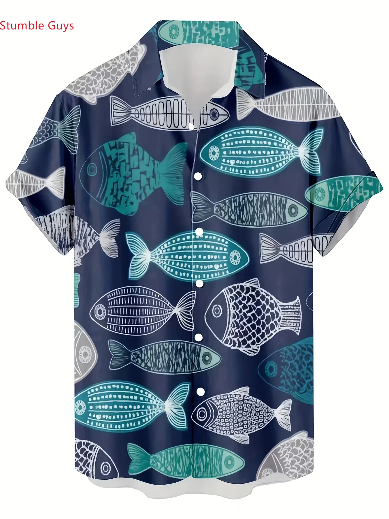 

Summer Trendy High Street Men's Hawaiian Shirt Man Short Sleeve Vibrant Print Relaxed Fit Fashion Tops For Young Men