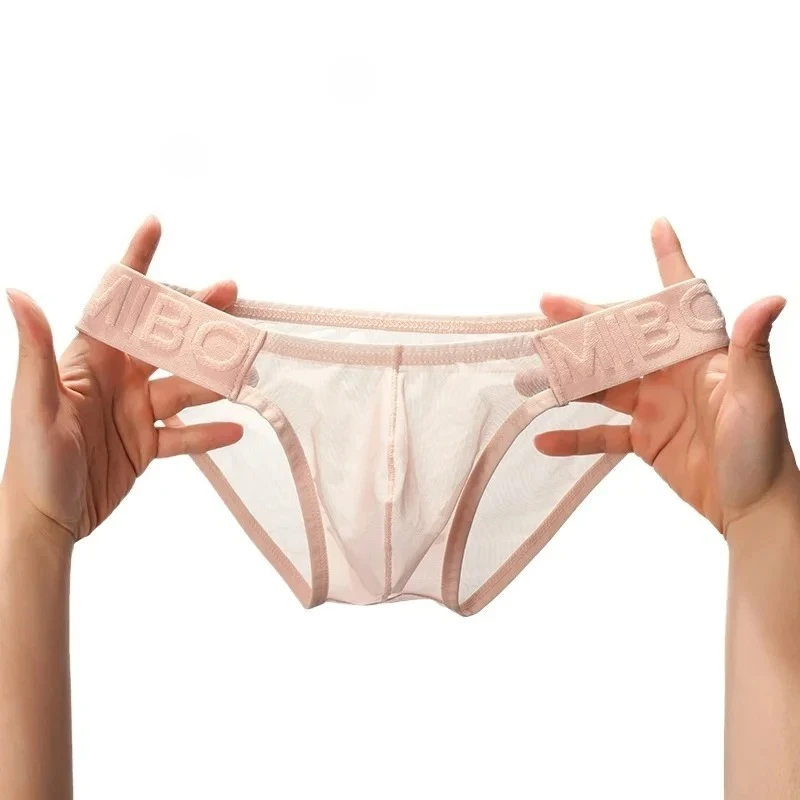 Mens Sexy Brief Mesh Thin Light Transparent Quick Dry Cool Feel Underwear Gay Erotic Low-rise U Convex Pouch Panties Homme Tanga
