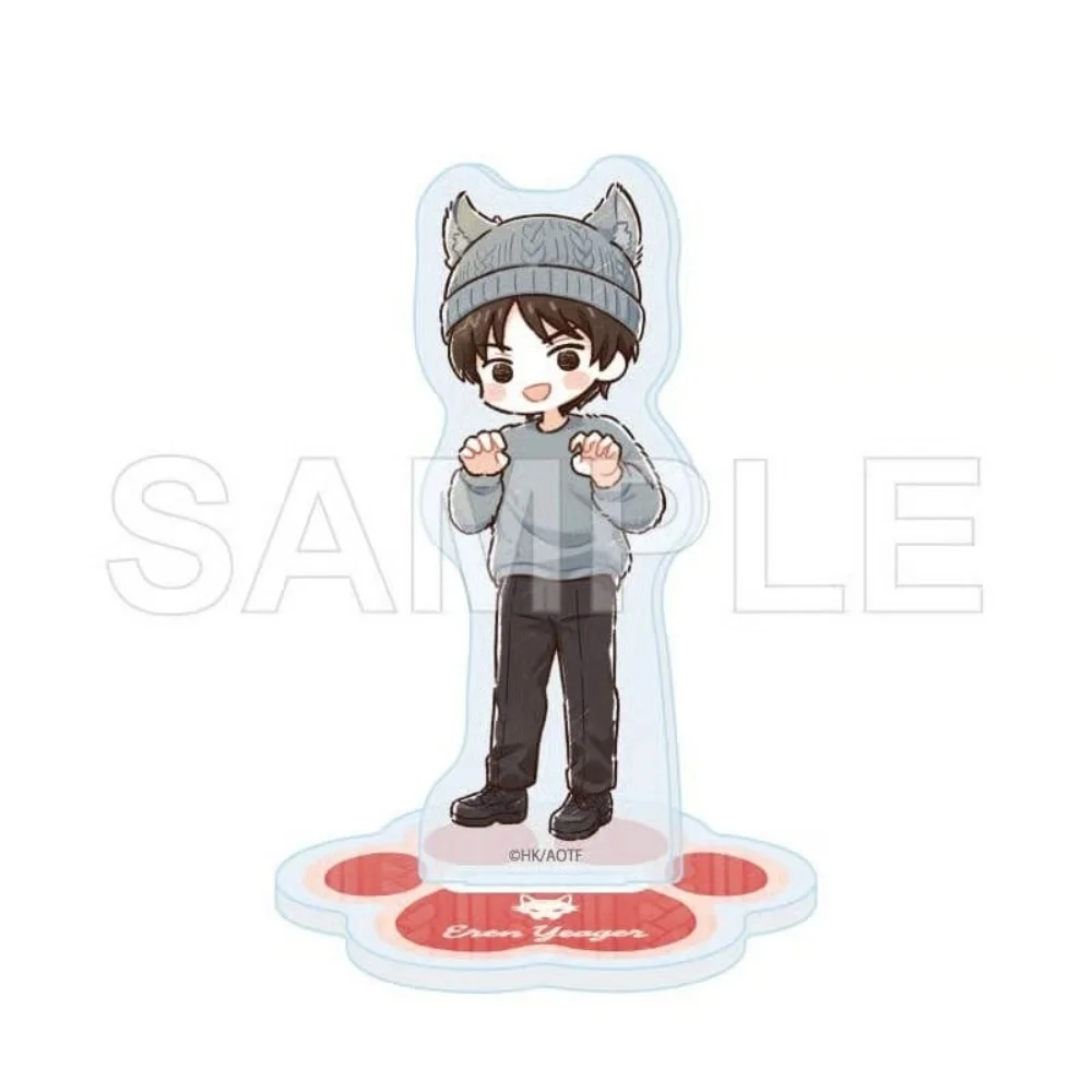 Attack on Titan 10cm Chibi Animal Ear Knit Hat Acrylic Stand Desktop Decoration  Collectible Anime Cute Q Version Keychain