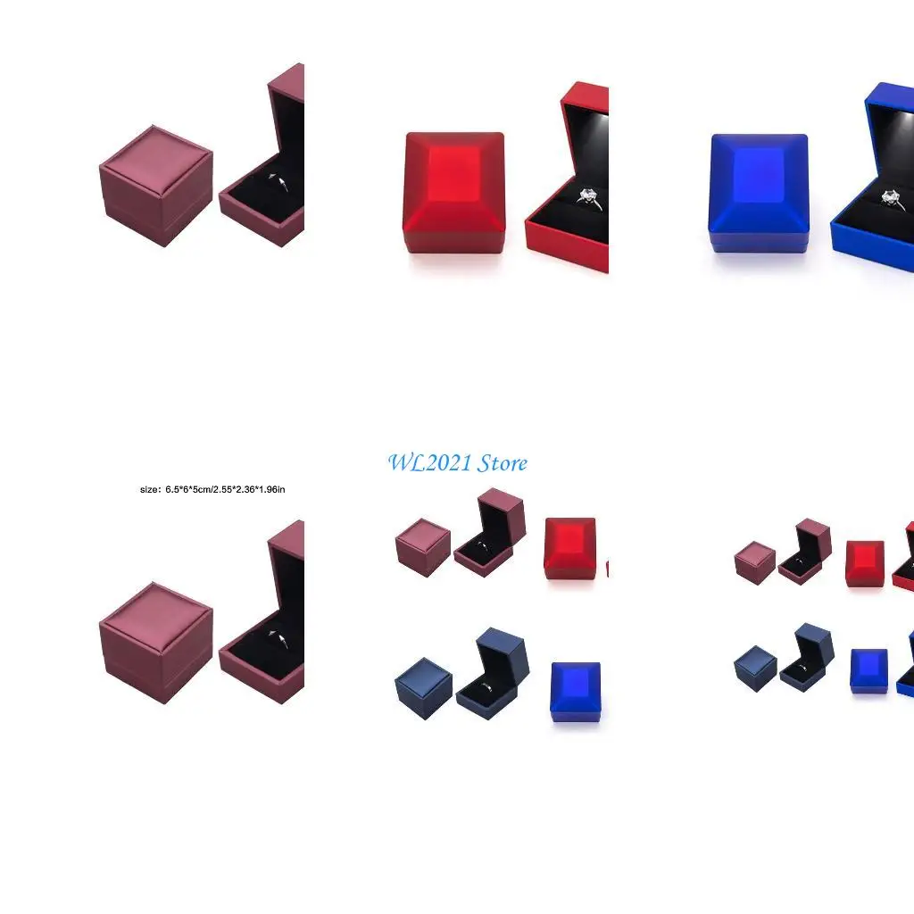 

G5GC LED Lighted Ring Box Wedding Engagement Jewelry Display Box Lining Box