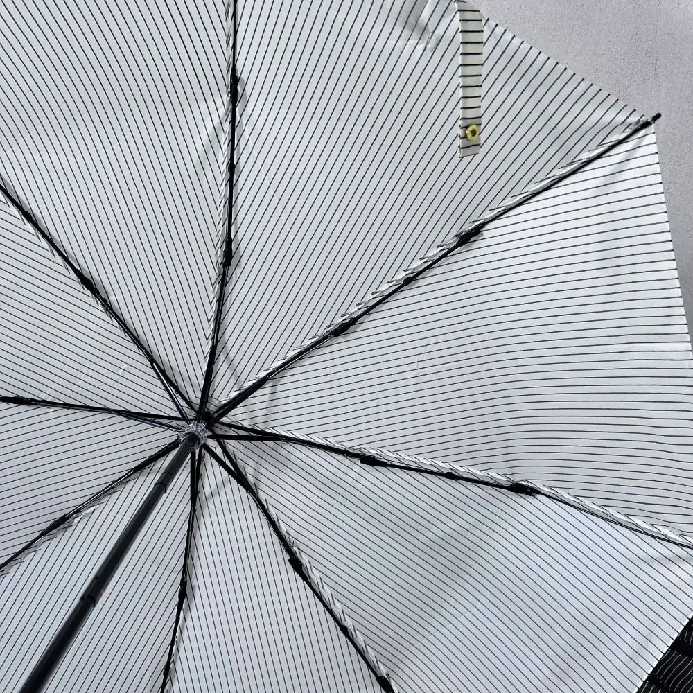 INS Striped Folding Umbrella Sun Rain Dual-Use Rainproof Mini Sunshade Umbrella Portable Windproof Hand Operated Parasol