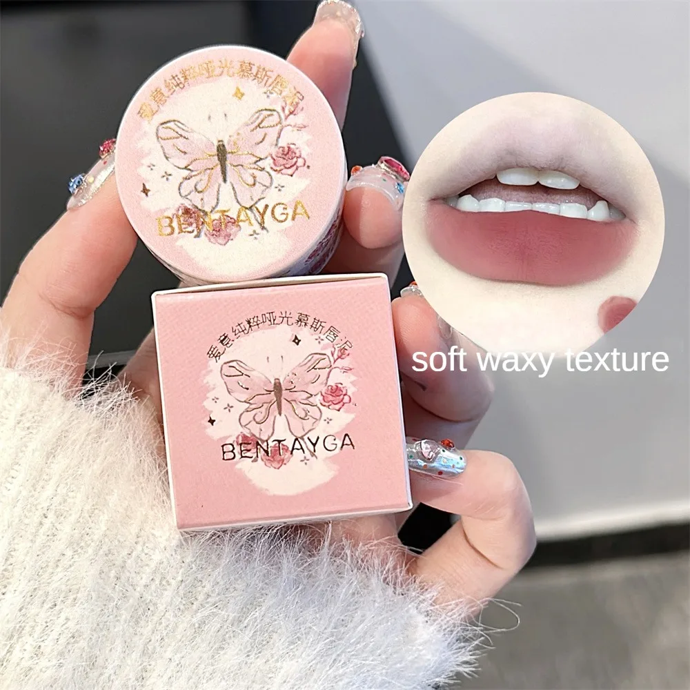 Waterproof Lip Mud Clay Matte Lipstick Blush Makeup Long-lasting Non-stick Cup Red Lip Tint Pigment Mousse Lipstick Cosmetics