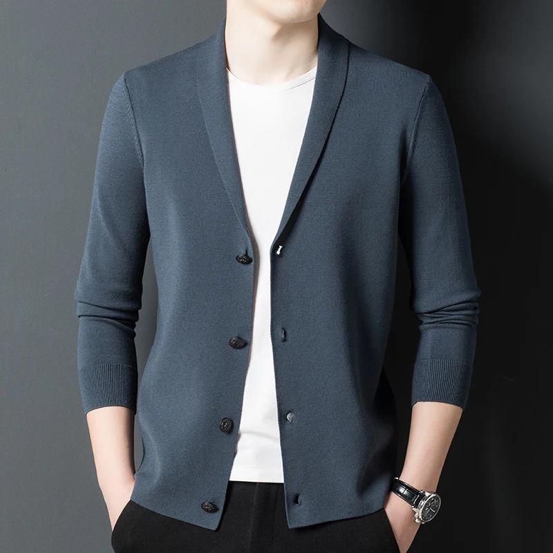 

Top Grade Men's Blazer Coat 2022 Spring & Autumn Single Breasted Knit Cardigan Male Sweater Jacket Long Sleeve Knitwear